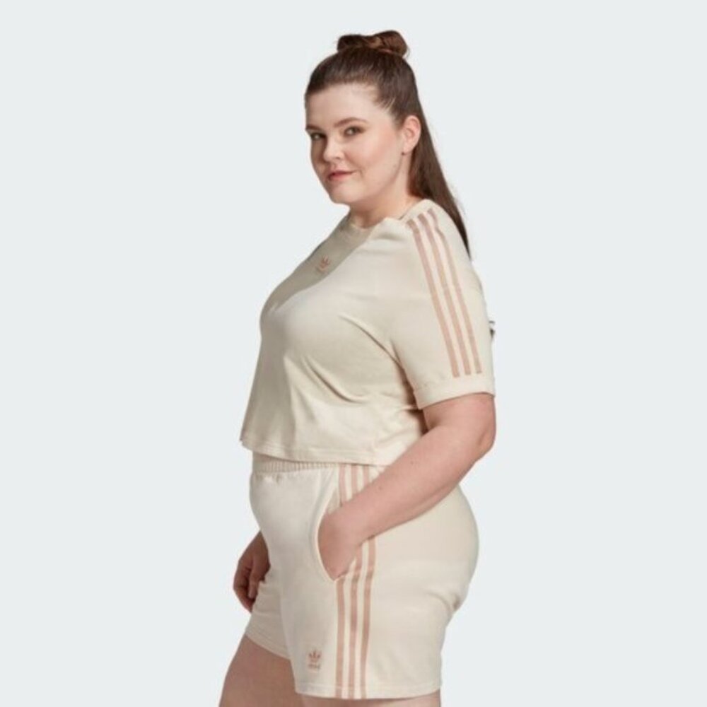 New Reebok Sportswear Classics Big Logo Cropped White Melange TShirt WMN Size 2X